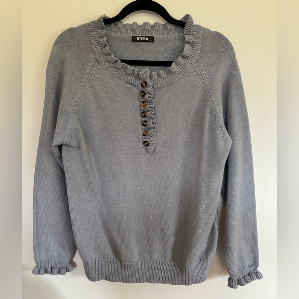BTFBM ruffled light blue sweater | A8